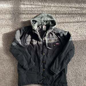 Dickies Jacket Mens M Hoodie Full Zip Canvas Gray Workwear Quilted Lined